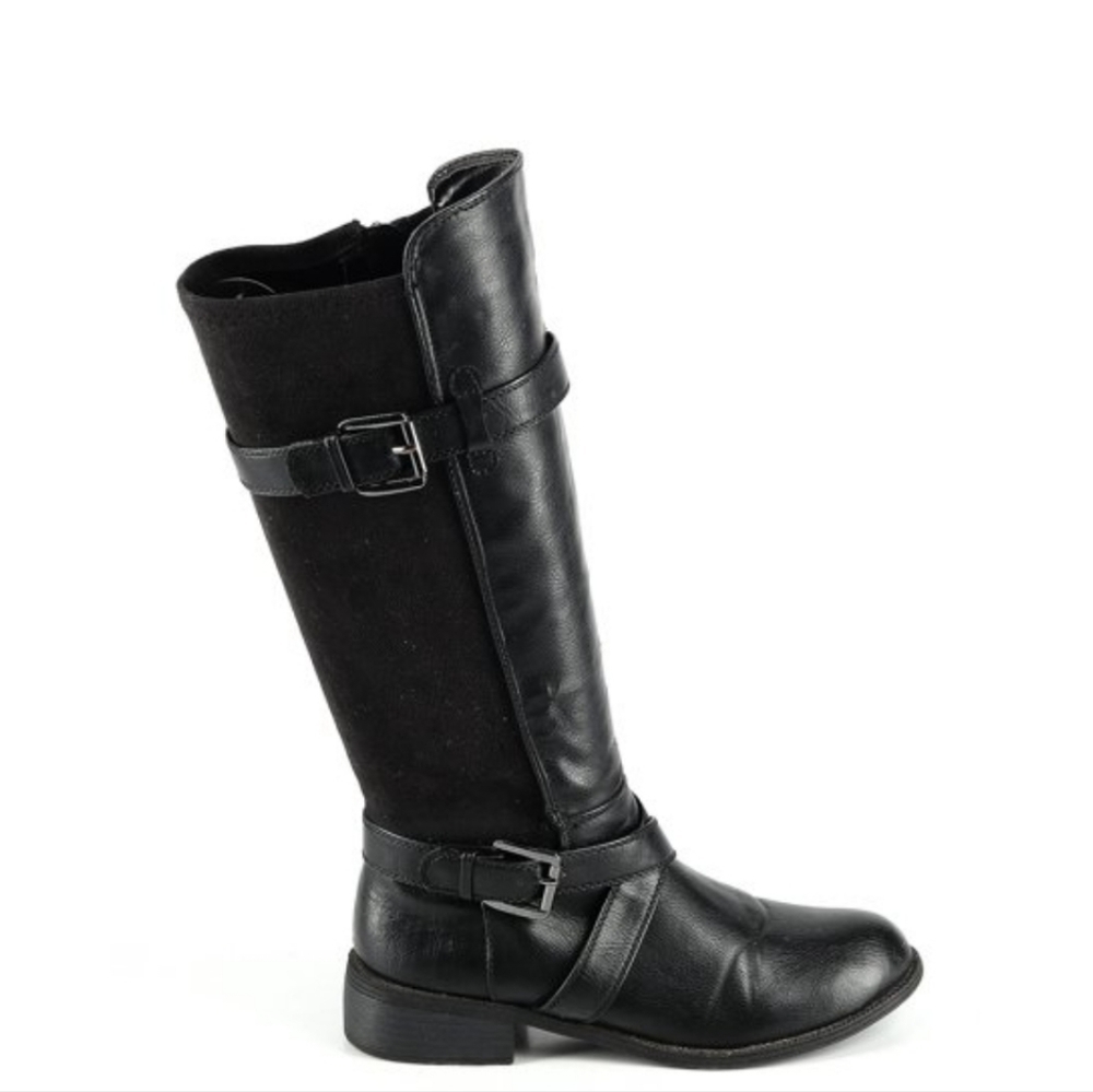 Cole Haan NikeAir Women Riding Leather Tall Boots shoes sz 7.5B buckle